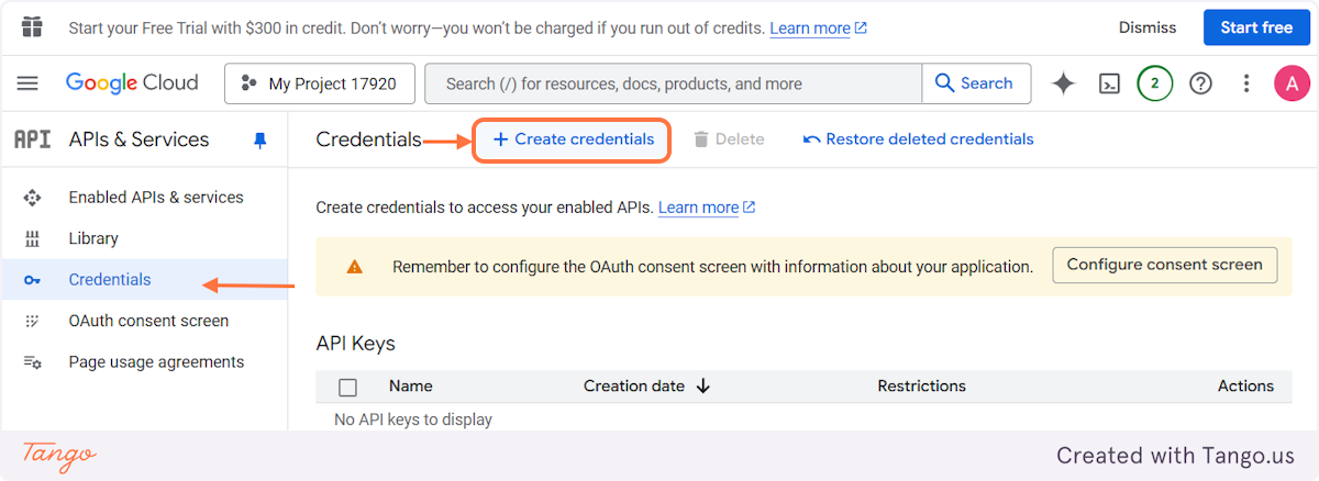 Create credentials