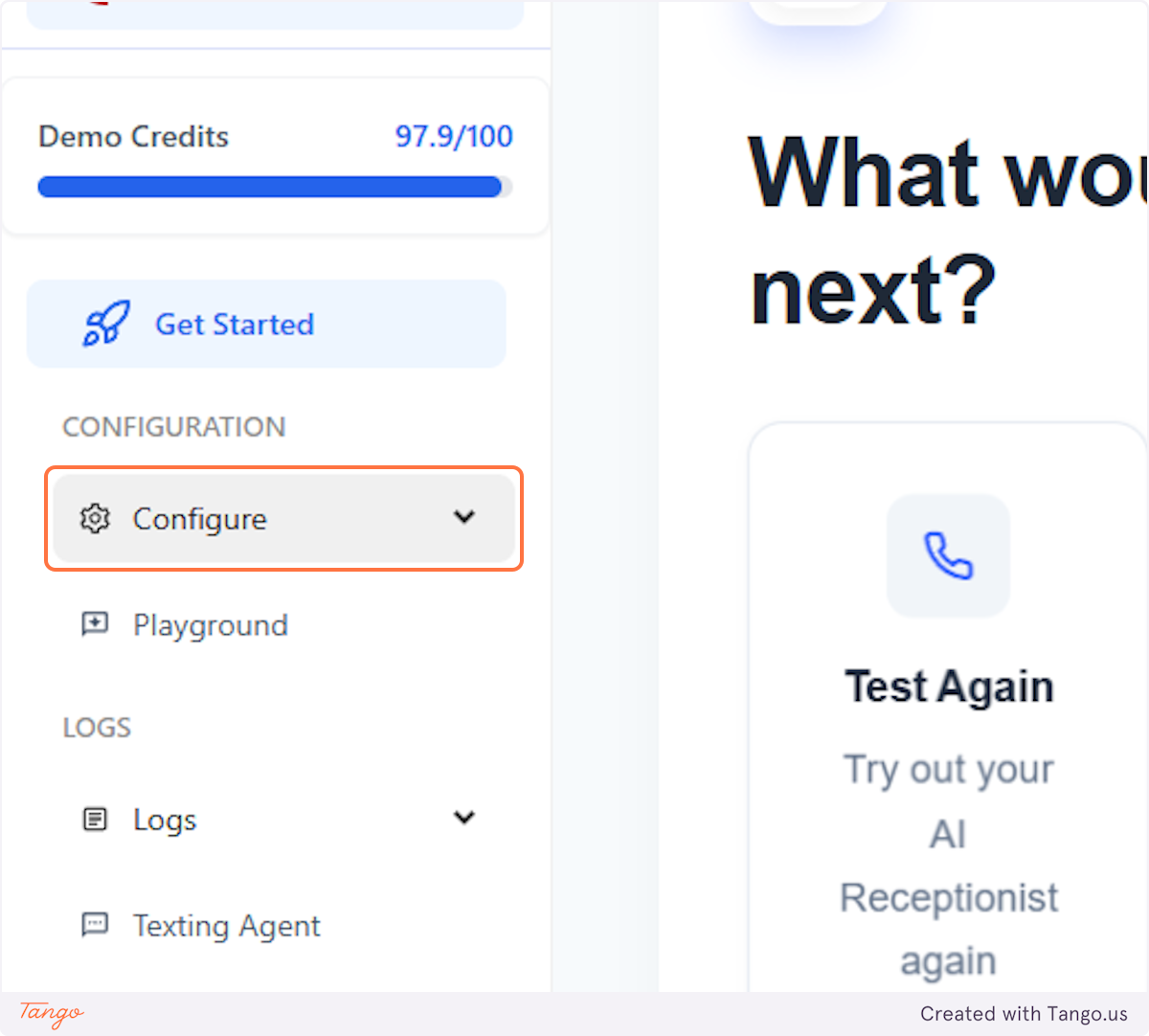Click on Configure
