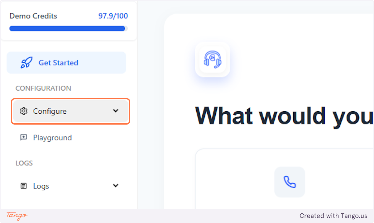 Click on Configure
