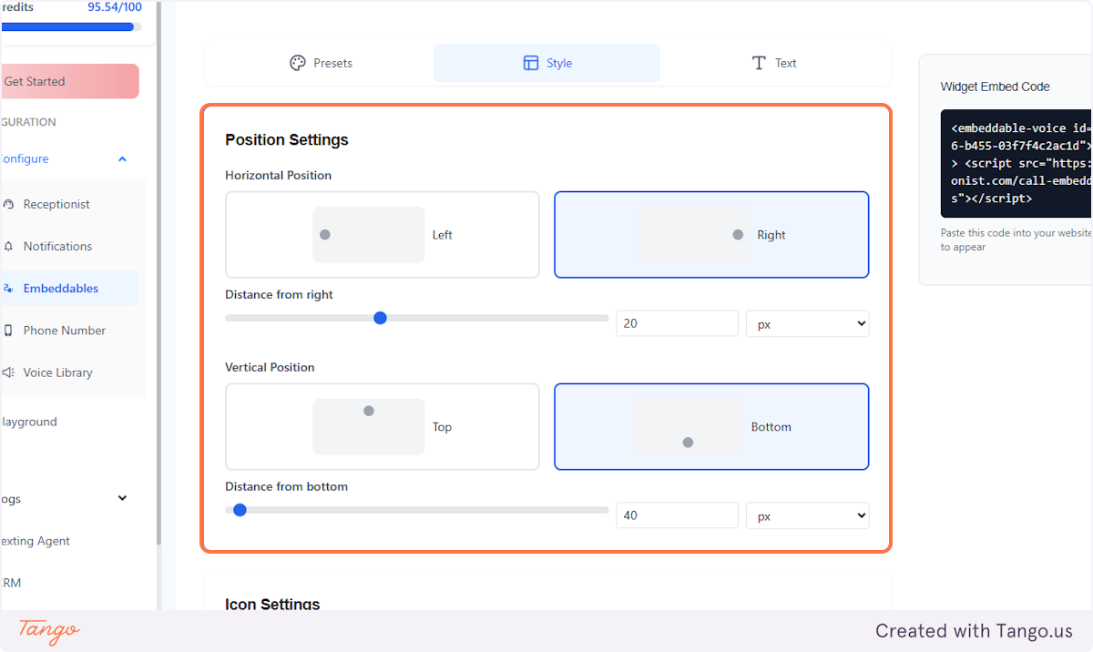 Position Settings