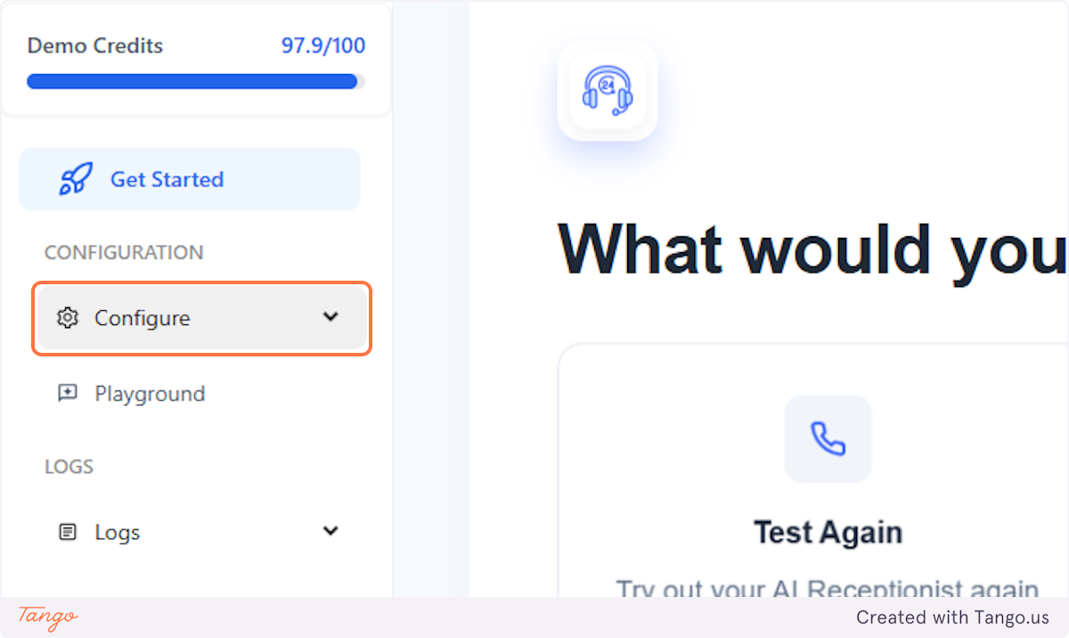 Click on Configure