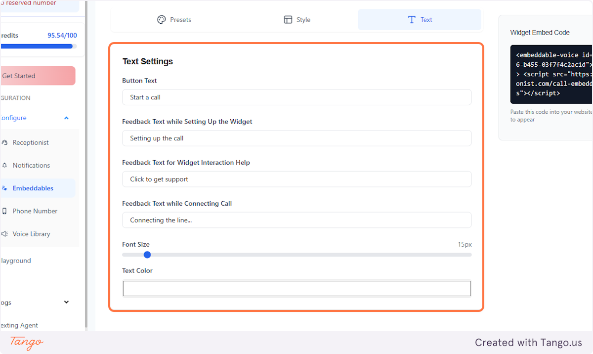 Text Settings
