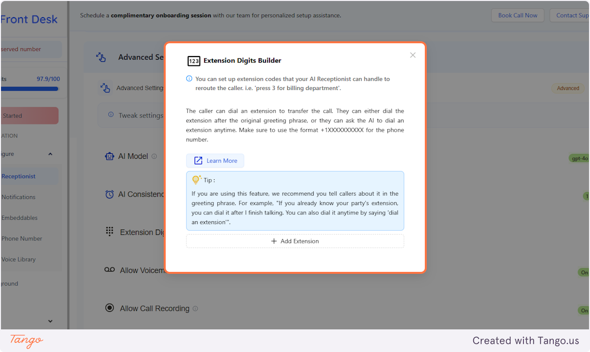 Extension Digits Builder