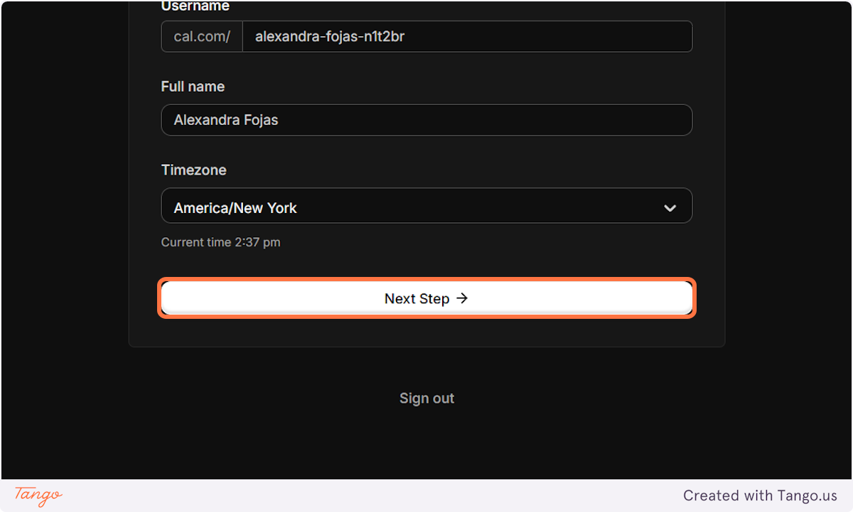 Click on Next Step