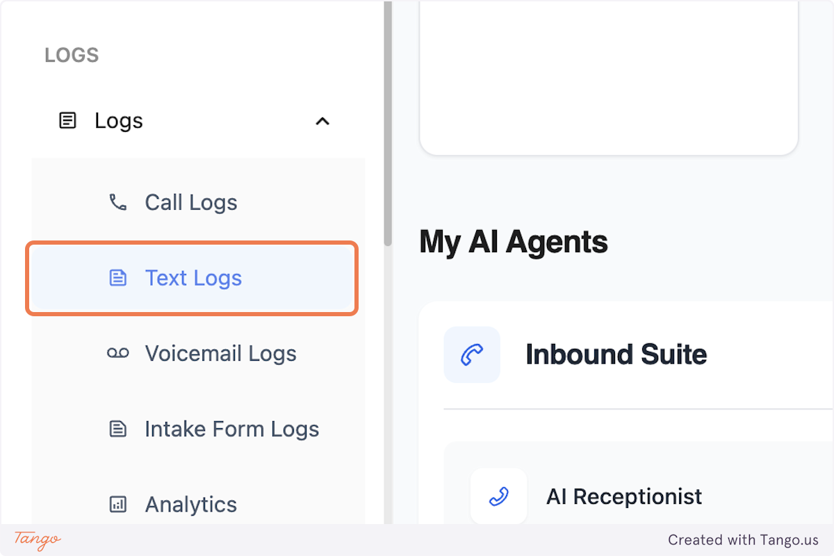 Click on Text Logs