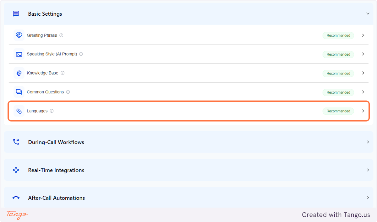 Click on Languages