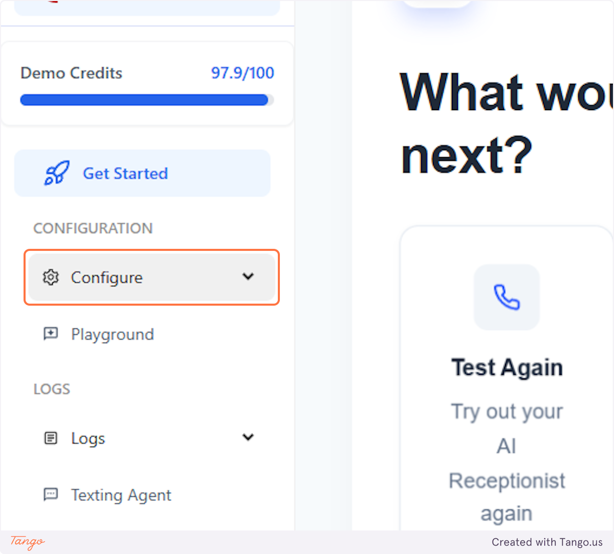 Click on Configure
