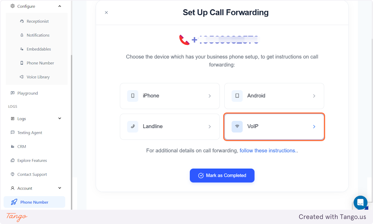 Click on VoIP