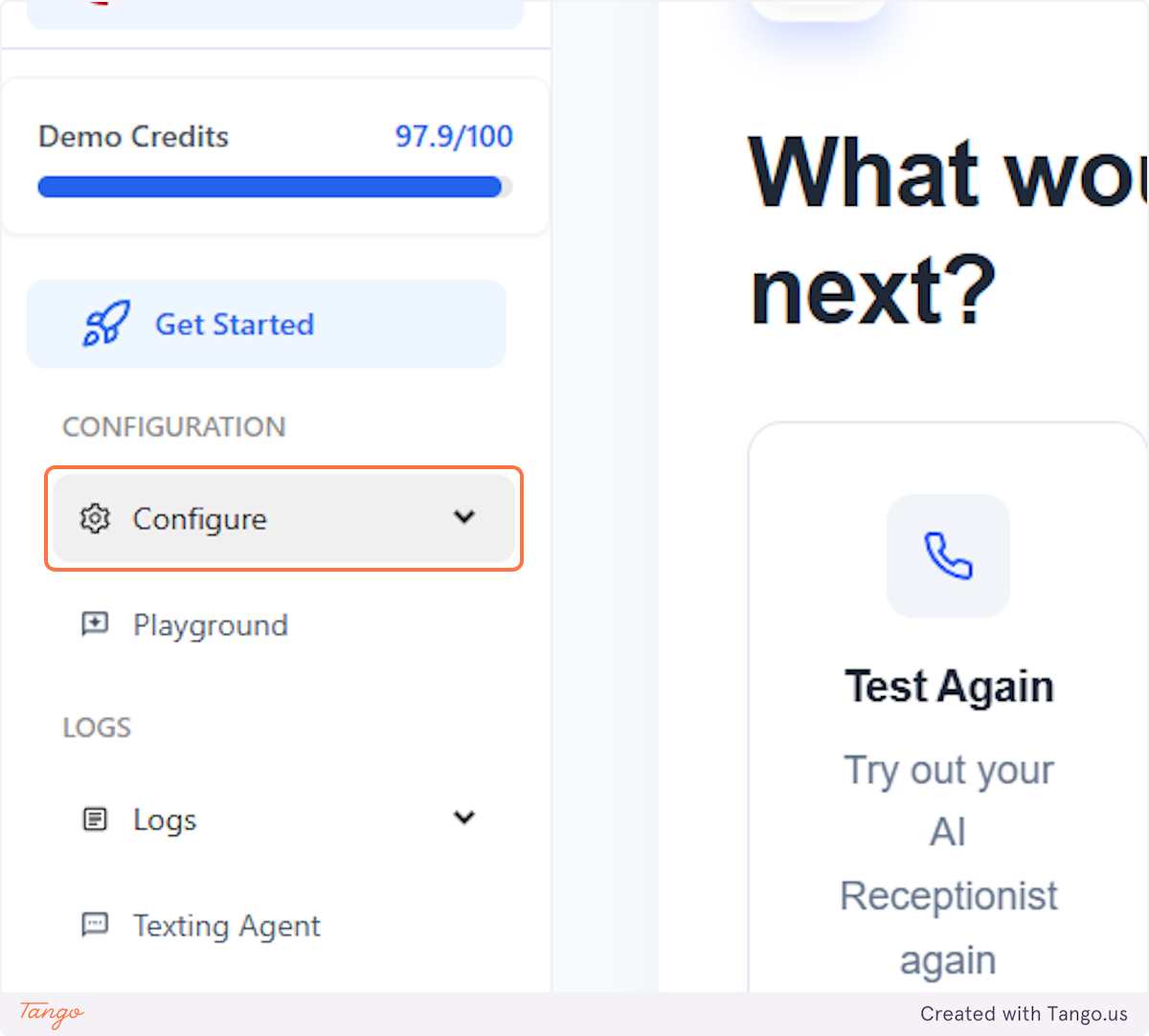 Click on Configure