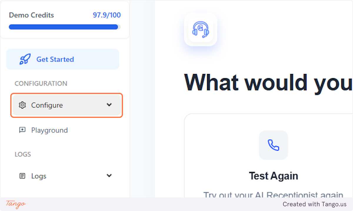 Click on Configure