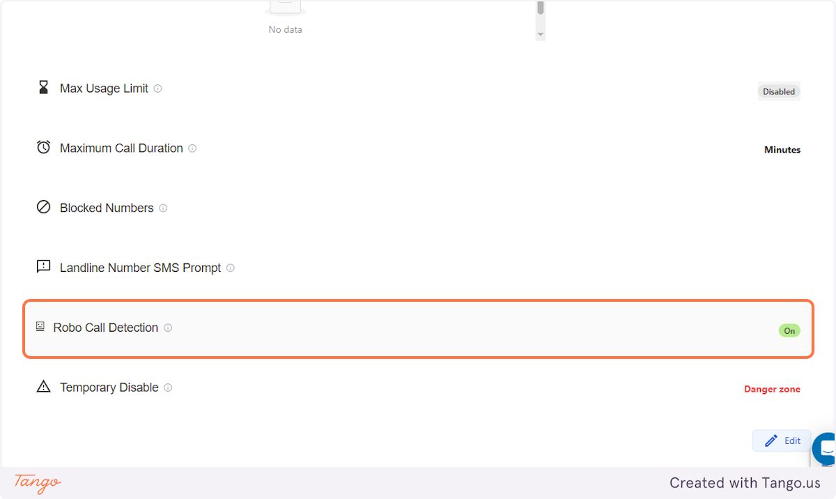 Scroll down to Robo Call Detection