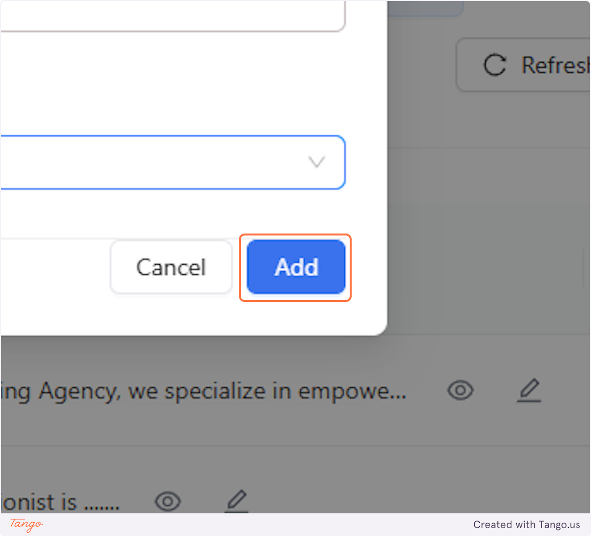 Click on Add