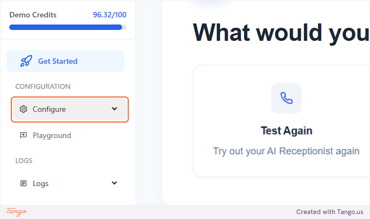 Click on Configure