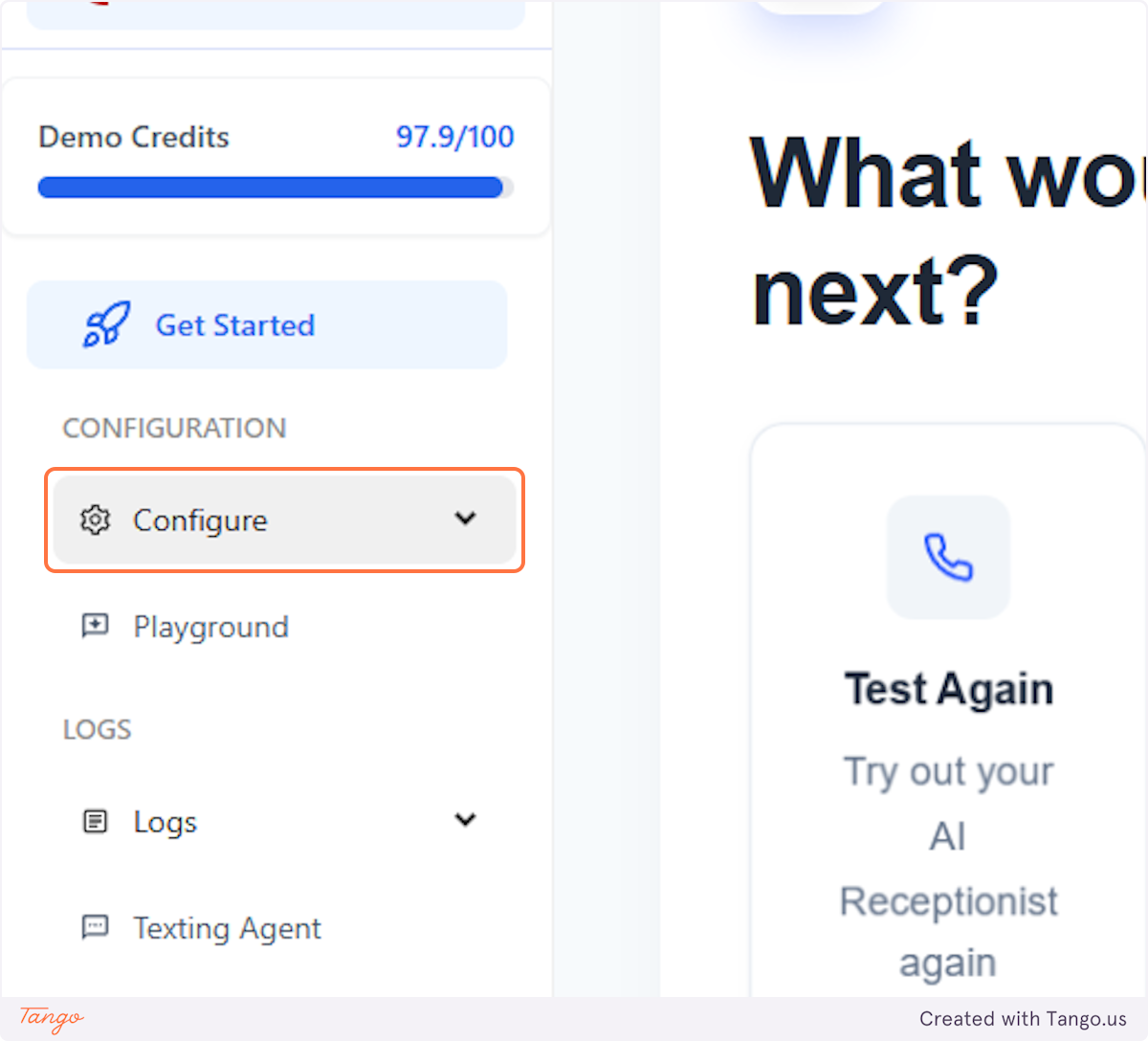 Click on Configure