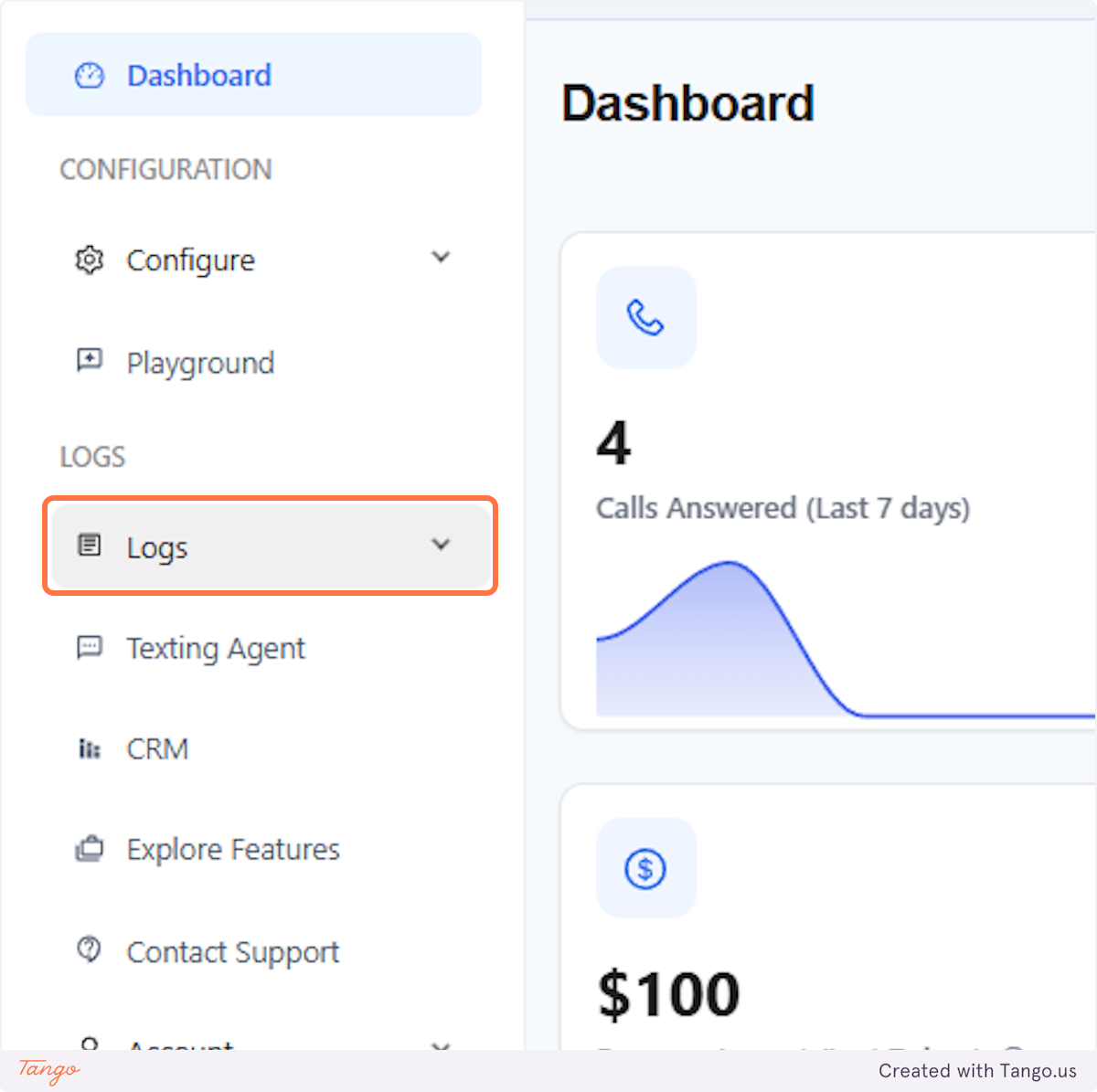 Click on Logs